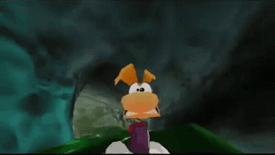 Cartoon Character Looking At Camera In Video Game Cave GIF