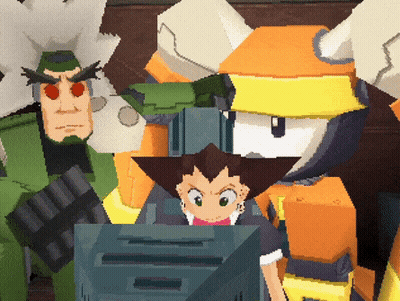 Cartoon Character Looking At Computer Screen Surrounded By Others GIF