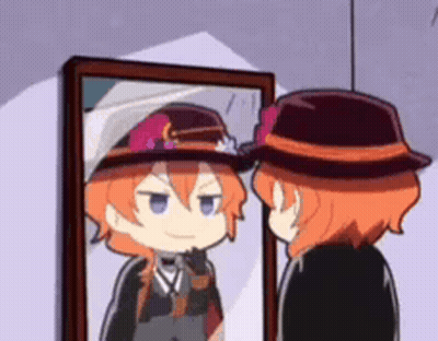 Cartoon Character Looking In Mirror GIF