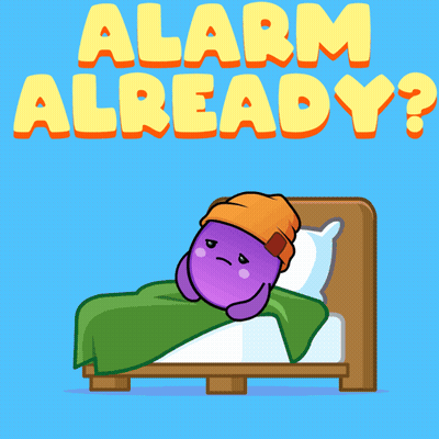 Cartoon Character Lying In Bed Alarm Already Written GIF