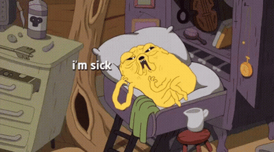 Cartoon Character Lying In Bed Saying Im Sick GIF