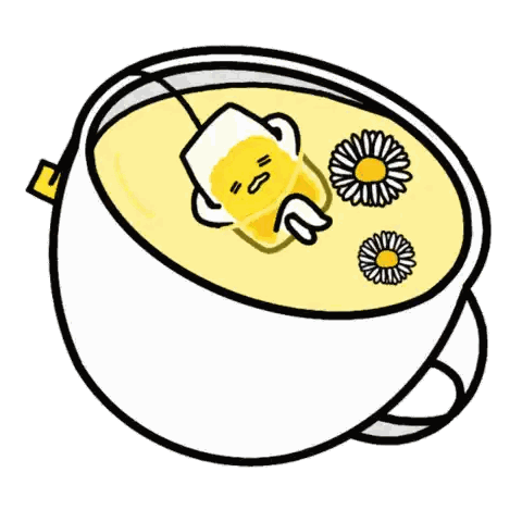 Cartoon Character Lying In Tea Cup Sticker