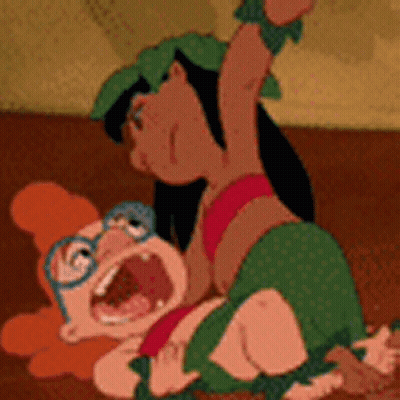 Cartoon Character Lying On Another GIF