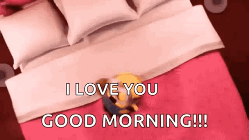 Cartoon Character Lying On Bed Saying I Love You Good Morning GIF
