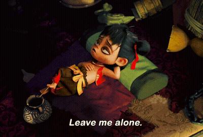 Cartoon Character Lying On Bed Saying Leave Me Alone GIF