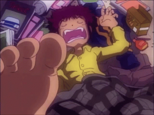 Cartoon Character Lying On Bed With Coca Cola Box GIF