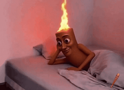 Cartoon Character Lying On Bed With Torch On Head GIF