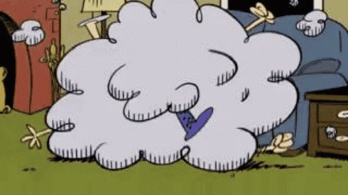 Cartoon Character Lying On Floor In Living Room GIF