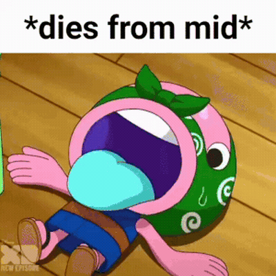 Cartoon Character Lying On Floor With Open Mouth GIF