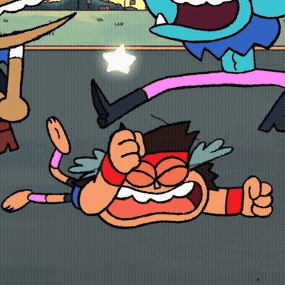 Cartoon Character Lying On Ground With Star GIF