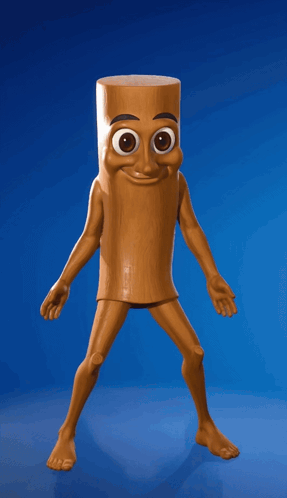 Cartoon Character Made Of Wooden Stick Dancing GIF
