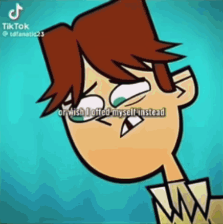 Cartoon Character Making Funny Face Saying Or Wish I Offered Myself Instead GIF