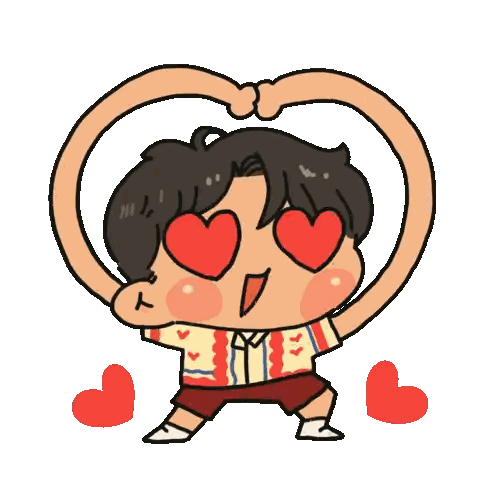 Cartoon Character Making Heart With Hands Sticker