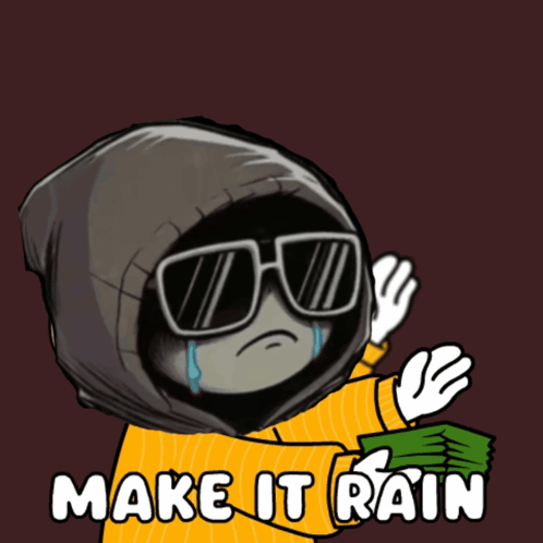 Cartoon Character Making It Rain Money GIF
