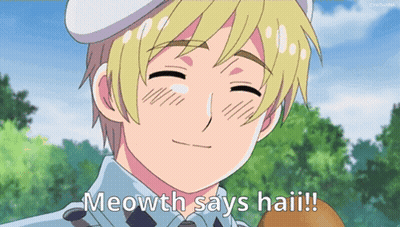 Cartoon Character Meowth Saying Haii GIF