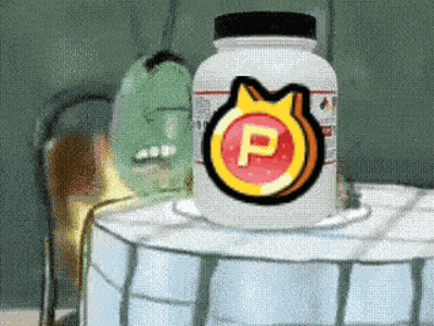 Cartoon Character Next To Jar With Letter P GIF