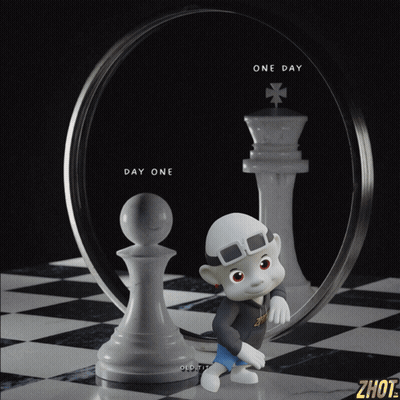 Cartoon Character Next To One Day Chess Piece GIF
