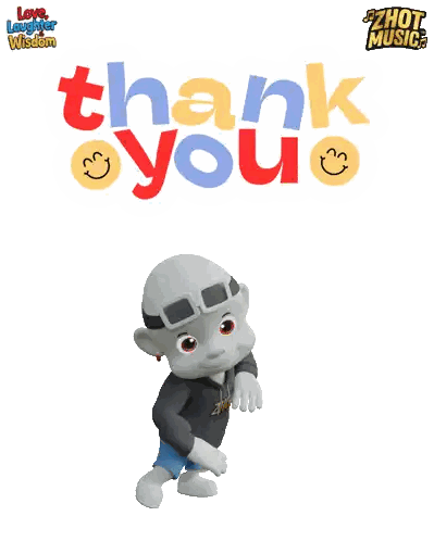 Cartoon Character Next To Thank You Sign Sticker
