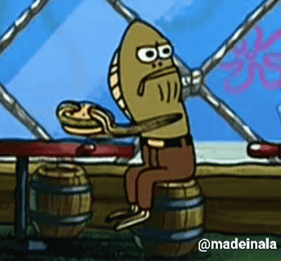 Cartoon Character On Barrel Holding Pie GIF