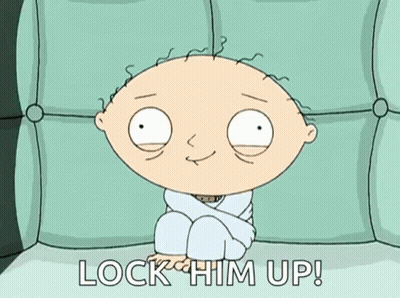 Cartoon Character On Couch Says Lock Him Up GIF