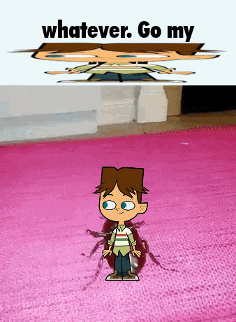 Cartoon Character On Pink Rug Saying Whatever Go My GIF