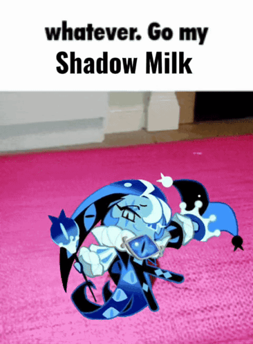 Cartoon Character On Pink Rug Says Whatever Go My Shadow Milk GIF