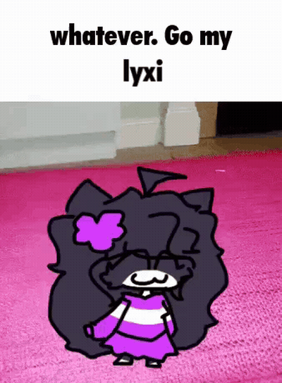 Cartoon Character On Pink Rug Whatever Go My Lyxi GIF