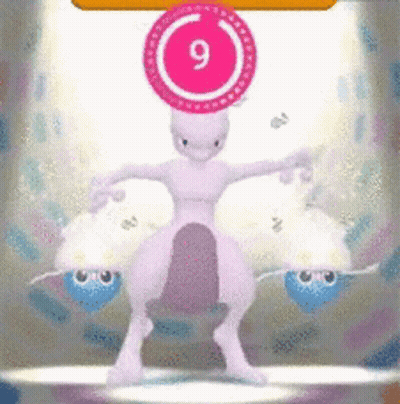 Cartoon Character On Stage With Pink Circle Number 9 GIF