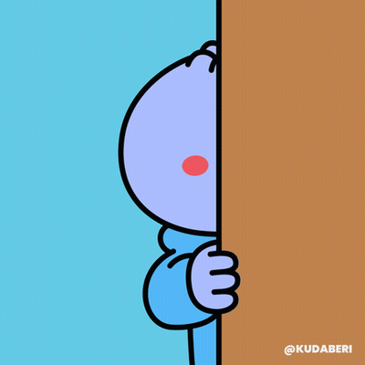 Cartoon Character Peeking Behind Wall Kudaberi GIF