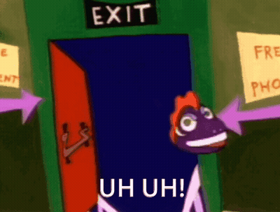 Cartoon Character Peeking Out Of Exit GIF
