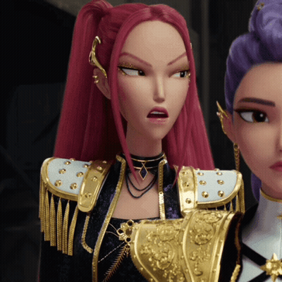 Cartoon Character Pink Hair Gold Armor GIF