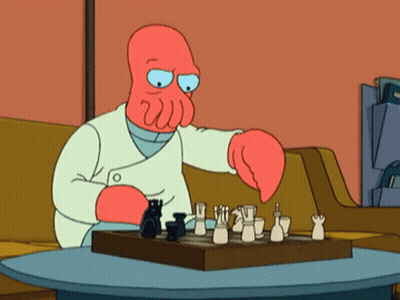 Cartoon Character Playing Chess With W GIF