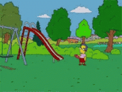 Cartoon Character Playing Frisbee By Slide GIF