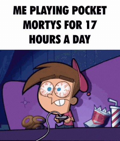 Cartoon Character Playing Pocket Mortys GIF