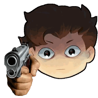 Cartoon Character Pointing Gun Sticker