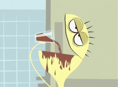 Cartoon Character Pouring Glass Of Liquid GIF