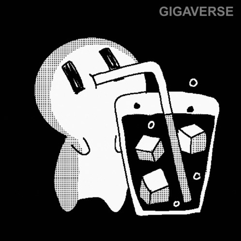 Cartoon Character Pouring Ice Cubes Into Cup GIF