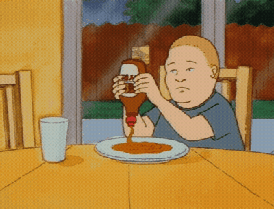 Cartoon Character Pouring Ketchup Into Plate GIF
