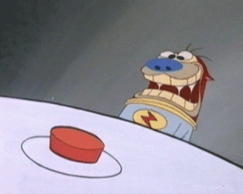Cartoon Character Pressing Red Button GIF