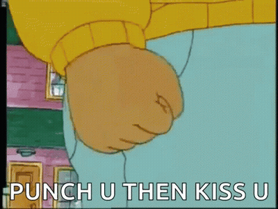 Cartoon Character Punching And Kissing GIF