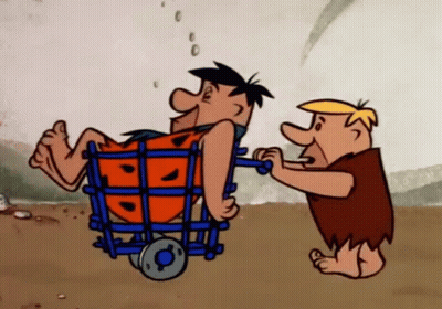 Cartoon Character Pushing Another in Wheelchair