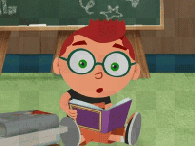 Cartoon Character Reading Book On Floor GIF