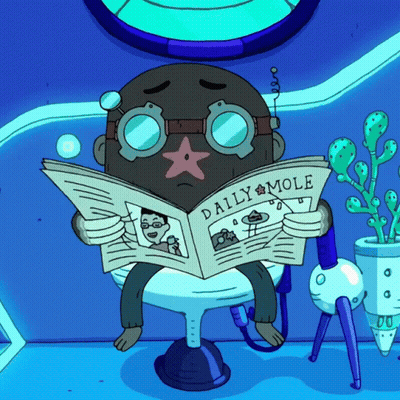 Cartoon Character Reading Daily Mole Newspaper GIF