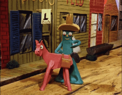 Cartoon Character Riding Pink Donkey GIF