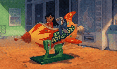 Cartoon Character Riding Rocket Saying Space Adventure GIF