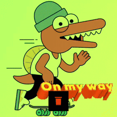 Cartoon Character Riding Skateboard On My Way GIF