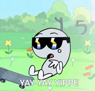Cartoon Character Riding Skateboard Yay Yippee GIF