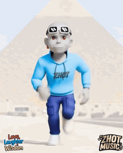 Cartoon Character Running By Pyramid, Love Laughter Wisdom GIF