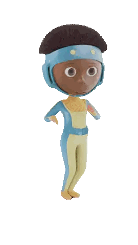 Cartoon Character Running In Blue Helmet And Yellow Pants Sticker