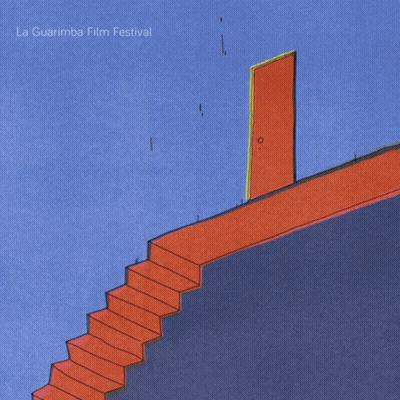 Cartoon Character Running Up Stairs La Guarimba Festival GIF